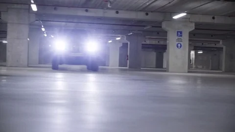 Car moving in a parking area Stock Footage 71535401