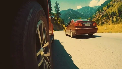 Car moving from road side of forest Stock-Footage 92578070