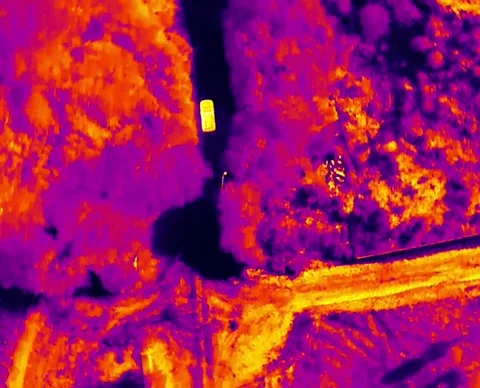 Car moving thermal camera drone Stock Footage 218004907