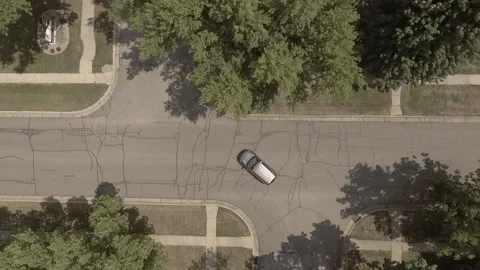 Car Moving Through Intersection Overhead Stock Footage 145235951