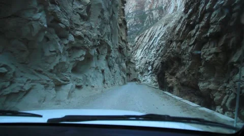 Car moving through the mountain tunnel Stock Footage 62387880