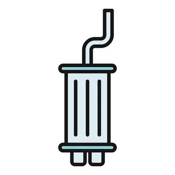 Car muffler exhaust system flat outline icon Stock Illustration