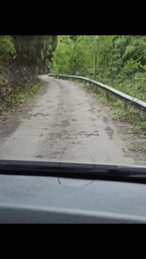 By car on a narrow road Stock Footage 281642401