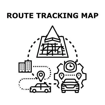 Car navigating smart map route tracking application Stock Illustration