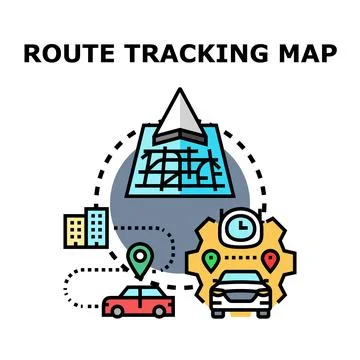 Car navigating smart map route tracking application Stock Illustration