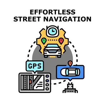 Car navigating street with smart location technology Stock Illustration