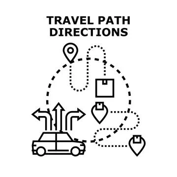 Car navigating travel path directions with multiple options Stock Illustration