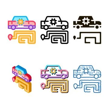 Car navigation edition icon vector outline symbol Stock Illustration