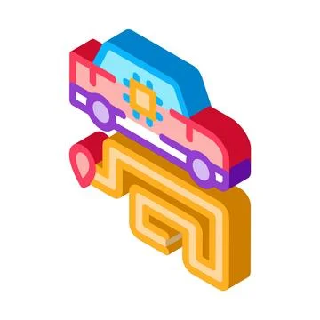 Car navigation isometric icon vector illustration color Stock Illustration