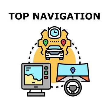 Car navigation system finding route and destination Stock Illustration