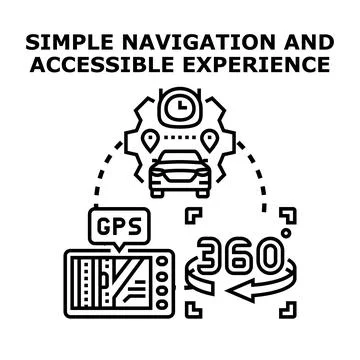 Car navigation system providing accessible driving experience Illustrazione stock
