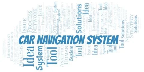 Car Navigation System typography vector word cloud. Stock Illustration