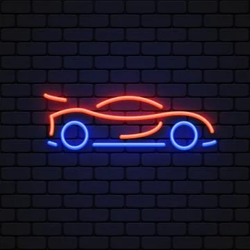 Car neon icon for web background design. Vector illustration Illustrazione stock