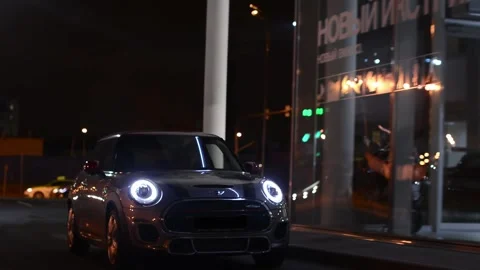 Car in the night. Mini John Cooper Works Stock Footage 211080894