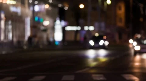 Car on the night streets Stock Footage 49514236