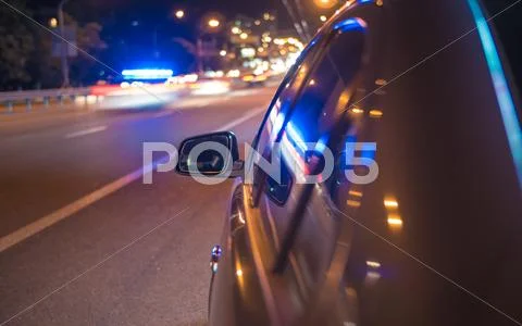 The car in the night time, side camera location on the car body Stock Photos