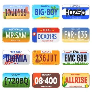 Car number vector numbered auto plate license registration symbol illustration イラスト素材