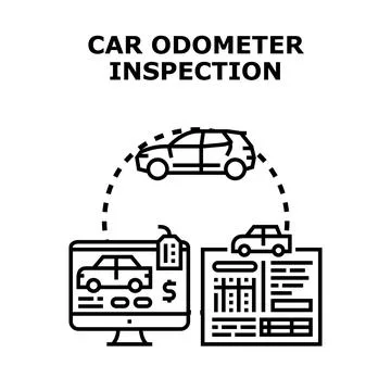 Car odometer inspection concept vector icon illustration Stock Illustration
