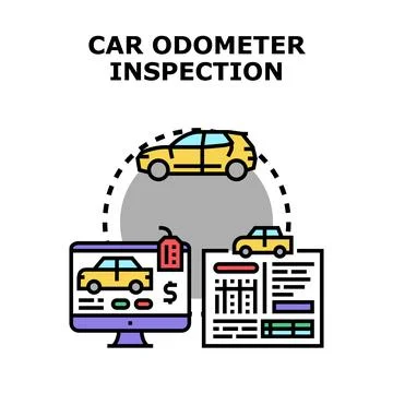 Car odometer inspection concept vector icon illustration Stock Illustration