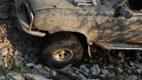Car offroad in the forest Video stock 73016828