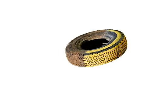 Car old tire used to create flower beds,street decor,fence Stock Illustration