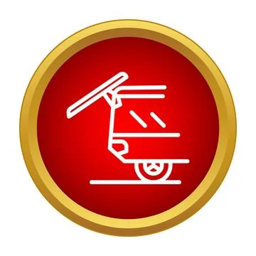 Car with open trunk line icon on red circle Stock Illustration