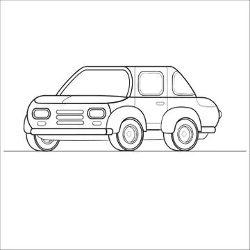Car outline, coloring, isolated object on a white background, vector Stock Illustration