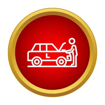 Car owner checking engine with open hood breakdown assistance Stock Illustration