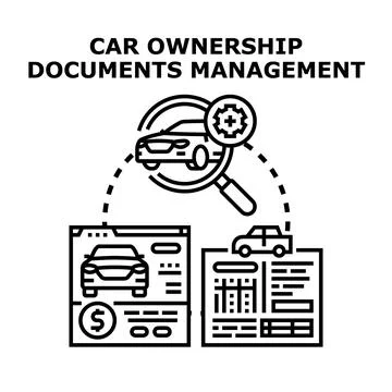 Car ownership documents management vector concept Stock Illustration