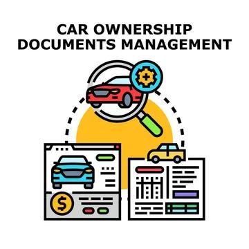 Car ownership documents management vector concept Stock Illustration