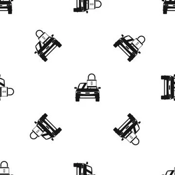 Car with padlock pattern seamless black Stock Illustration