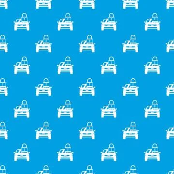 Car with padlock pattern seamless blue Stock Illustration