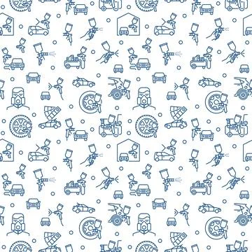 Car Painting vector linear seamless pattern for Auto Body Painters Stock Illustration