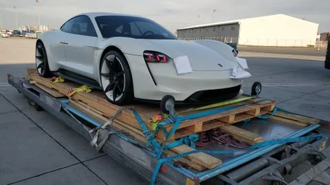 Car on pallet for loading Stock Photos