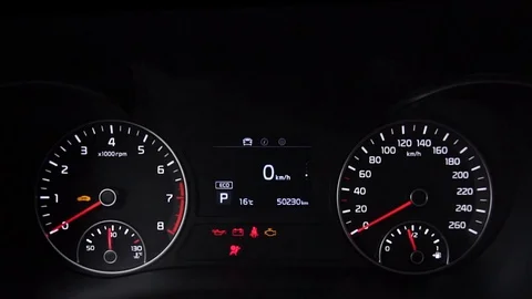 Car panel when the engine starting Stock Footage 129969770