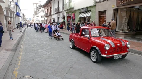 Car parade in Cuenca Ecuador Stock Footage 90794311