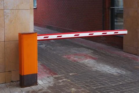 The car park barrier, the automatic entry system Stock Photos