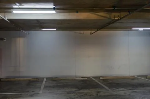 Car park is empty inside the building. Stock Photos