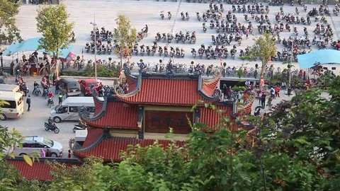 Car park on the pagoda Stock Footage 73060399