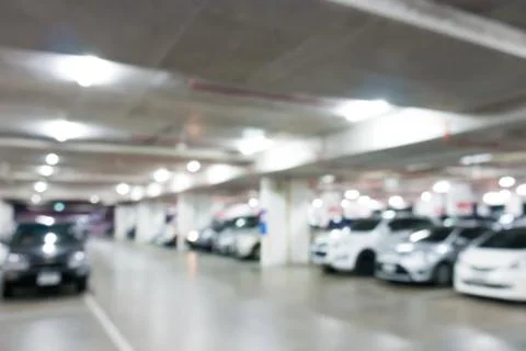 Car park in shopping mall blurred Stock-Fotos