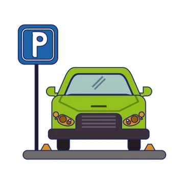 Car on park zone Ilustração Stock