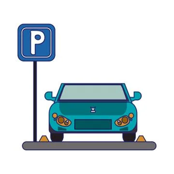 Car on park zone Ilustración de archivo