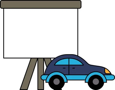 A car is parked in front of a projector screen Stock Illustration