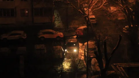 Car parked at night Stock Footage 49664474