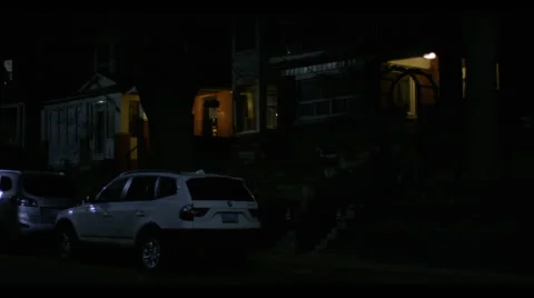Car parked outside nice toronto home at night Stock Footage 56967660