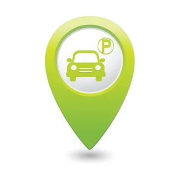 Car parking icon on green pointer Stock Illustration