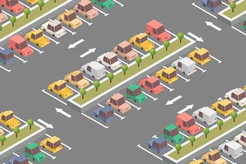 Car parking isometric design vector illustration Illustrazione stock