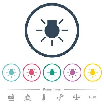 Car parking lights indicator flat color icons in round outlines Stock Illustration