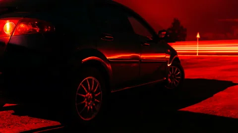 Car parking long exposure Stock Footage