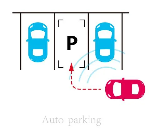 The car is parking to the parking space Stock Illustration